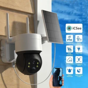 Wireless Solar Powered WiFi Camera Outdoor 3MP 2K PTZ Home Security Camera CCTV