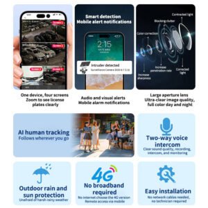 6MP 4 Lens Solar Camera with Zoom & Motion Detection Auto Tracking - Image 5