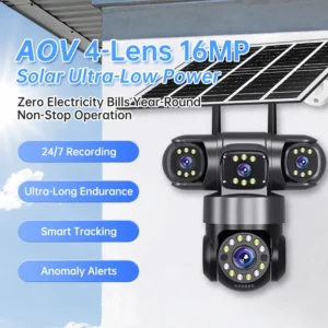 4G Solar Panel Camera Four Lens Ptz Motion Detection Alarm Camera - Image 4