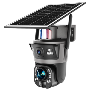 Dual Lens Wireless CCTV Outdoors Solar Panel Night Vision Camera