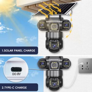 4G LTE Solar Security Camera IP66 Weatherproof Triple-Lens HD Outdoor CCTV Camera - Image 5