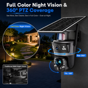 Dual Lens Wireless CCTV Outdoors Solar Panel Night Vision Camera - Image 4