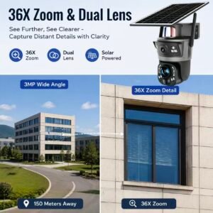 Dual Lens Wireless CCTV Outdoors Solar Panel Night Vision Camera - Image 3